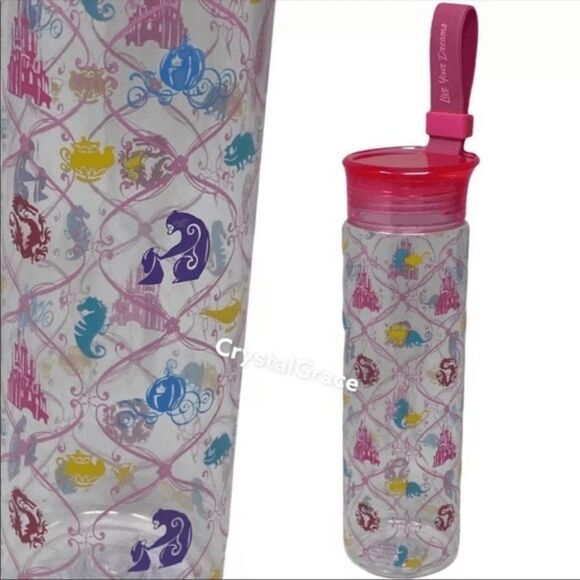 Disney Park Live Your Dreams Castle Princess Water Bottle Strap Belle Cinderella - Picture 1 of 7